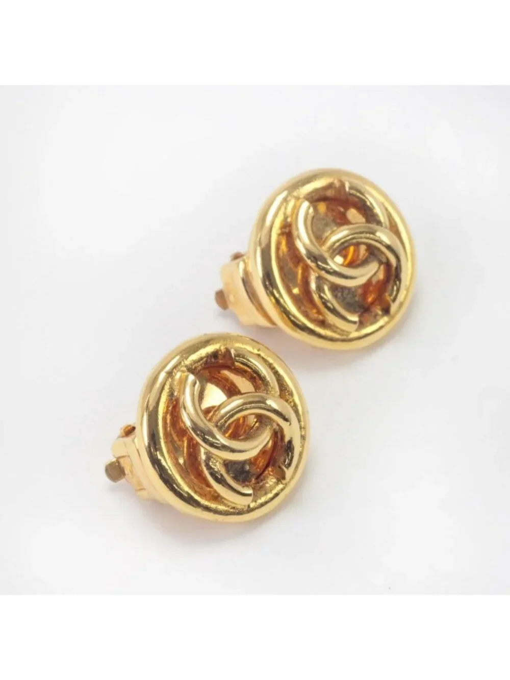 Chanel Earrings Vintage Gold